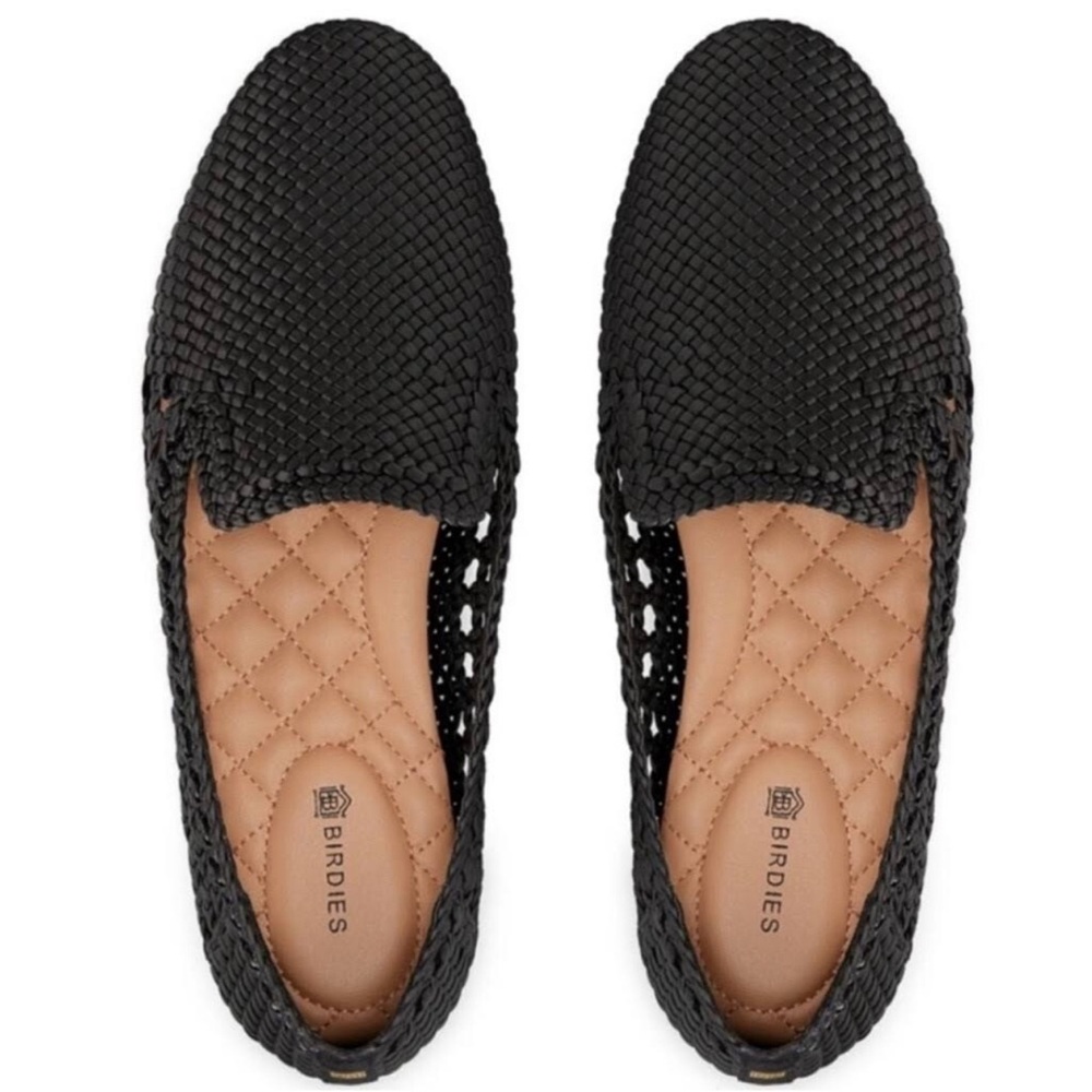 Birdies Black Woven Slip-On Flats